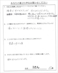 ヘルニア / 足の痛み / 町田市在住 / ３０代 / 女性